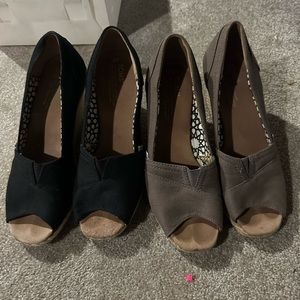 2 pairs of toms wedges women’s size 9
